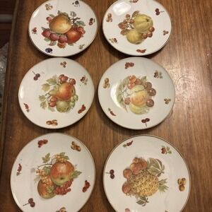 DESSERT PLATES "FRUIT & NUT" SET OF 6 GERMANY 7 1/2 Debra By Mitterteich Bavaria